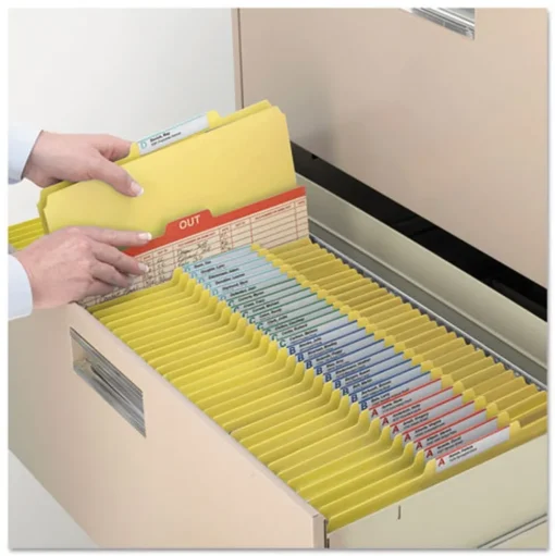 Smead 2 in. Expansion Colored Pressboard Folders with 2 SafeSHIELD Coated Fasteners - Letter Size/Yellow (25/Box)