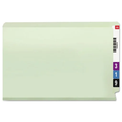 Smead 3 in. Expansion End Tab Pressboard Classification Folders with 2 SafeSHIELD Coated Fasteners - Legal Size/Gray-Green (25/Box)