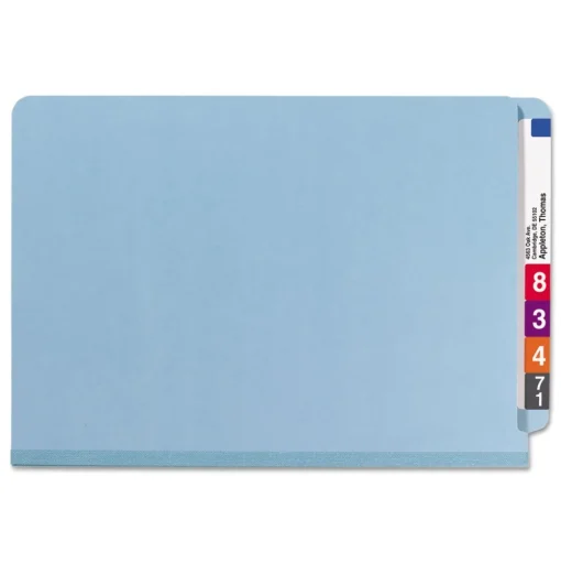 Smead 2 in. Expansion End Tab Pressboard Classification Folders - Blue/Legal Size (10/Box)