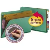 Smead 2 in. Expansion End Tab Pressboard Classification Folders - Green/Legal Size (10/Box)