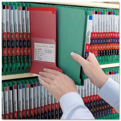 Smead 2 in. Expansion End Tab Pressboard Classification Folders - Green/Legal Size (10/Box)