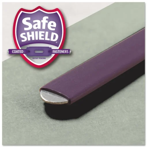 Smead 3 in. Expansion End Tab Pressboard Classification Folder with 8 SafeSHIELD Fasteners - Letter Size/Gray-Green (10/Box)
