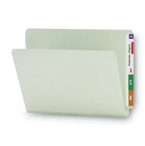 Smead 1 in. Expansion Extra-Heavy Recycled Pressboard End Tab Folders - Letter Size/Gray-Green (25/Box)