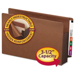 Smead 3.5 in. Expansion Heavy-Duty End Tab TUFF Pockets - Redrope/Legal Size (10/Box)