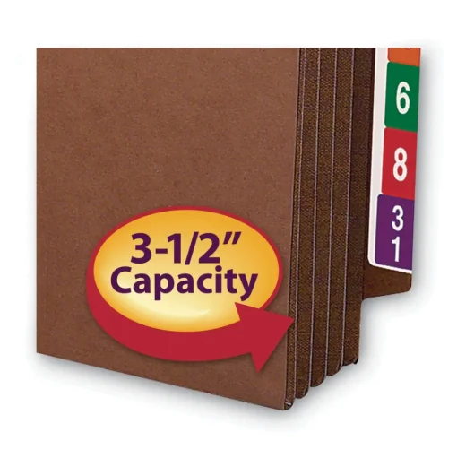 Smead 3.5 in. Expansion Heavy-Duty End Tab TUFF Pockets - Redrope/Legal Size (10/Box)