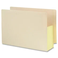 Smead 5.25 in. Expansion Legal Size End Tab File Pockets with Tear Resistant Gussets - Manila (10/Box)