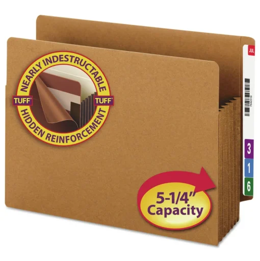 Smead 5.25 in. Expansion Letter Size Heavy-Duty Redrope End Tab TUFF Pockets (10/Box)