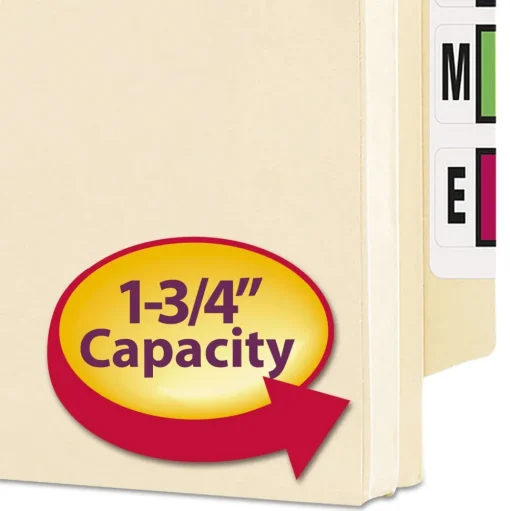 Smead 1.75 in. Expansion Manila End Tab File Pockets - Legal, Manila (25/Box)