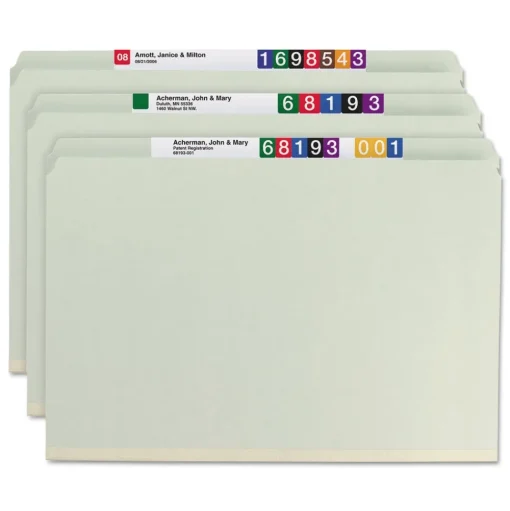Smead 2 in. Expansion Recycled Pressboard Fastener Folders with Two SafeSHIELD Fasteners - Legal Size/Gray-Green (25/Box)