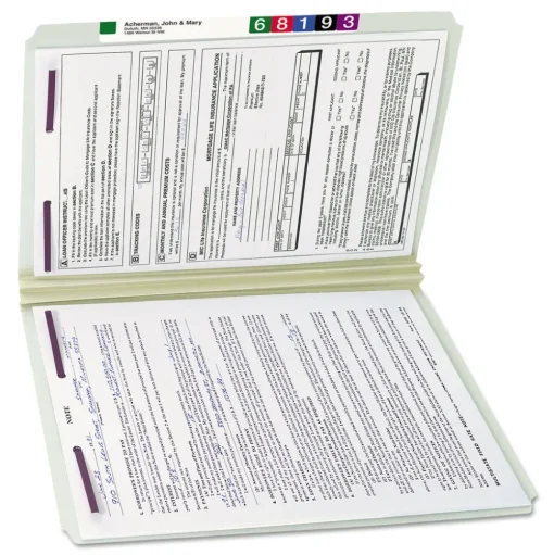 Smead 2 in. Expansion Recycled Pressboard Fastener Folders with Two SafeSHIELD Fasteners - Legal Size/Gray-Green (25/Box)