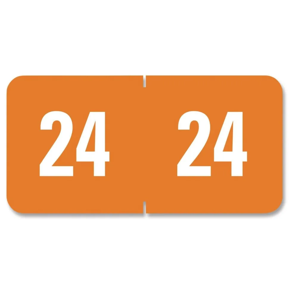 Smead 0.5 in. x 1 in. 24 Yearly End Tab File Folder Labels - Orange (250/Pack)