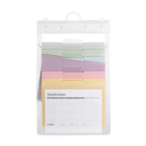 Smead 14.25 in. x 24.25 in. Letter Size Cascading Wall Organizer - Blue/Clear/Gray/Green/Orange/Pink/Purple