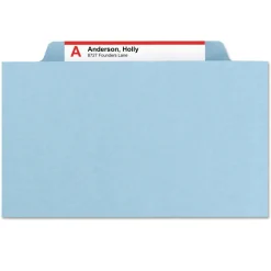 Smead 6 SafeSHIELD Fasteners 2 Dividers Letter Size 6-Section Pressboard Top Tab Pocket Classification Folders - Blue (10/Box)