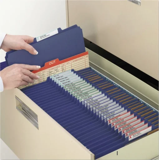 Smead 6 SafeSHIELD Fasteners 2 Dividers Letter Size 6-Section Pressboard Top Tab Pocket Classification Folders - Dark Blue (10/Box)