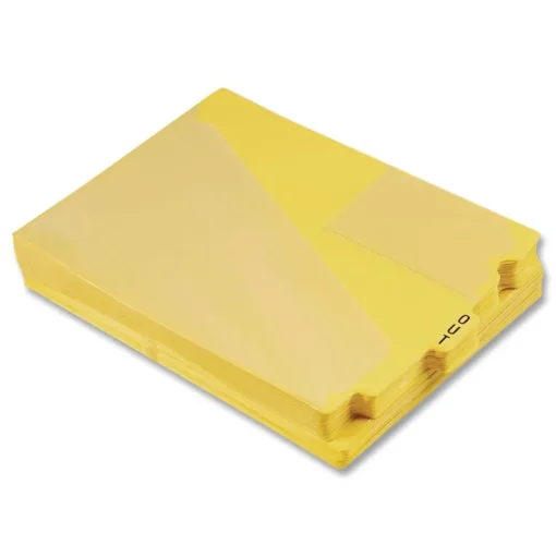 Smead 8.5 x 11 Two-Pocket Style End Tab Poly Out Guides - Yellow (50/Box)