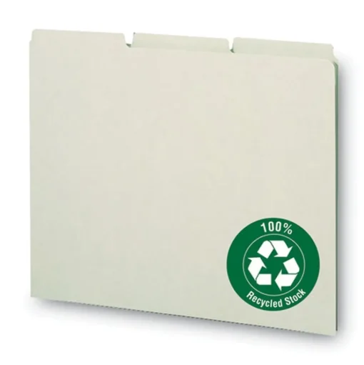 Smead 1/3-Cut Tab 8.5 in. x 11 in. Recycled Blank Top Tab File Guides - Green (100/Box)