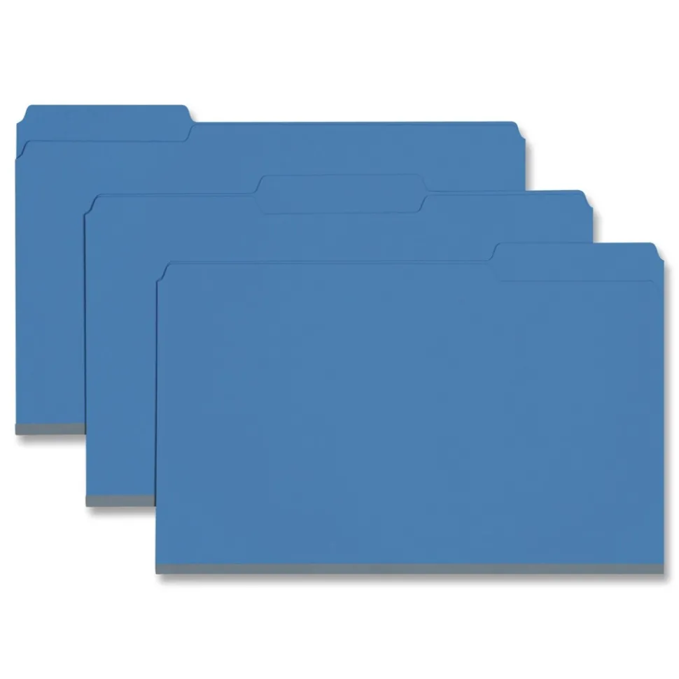 Smead 1/3-Cut Tabs Assorted Legal Size 1 in. Expansion Recycled Heavy Pressboard Folders - Dark Blue (25/Box)