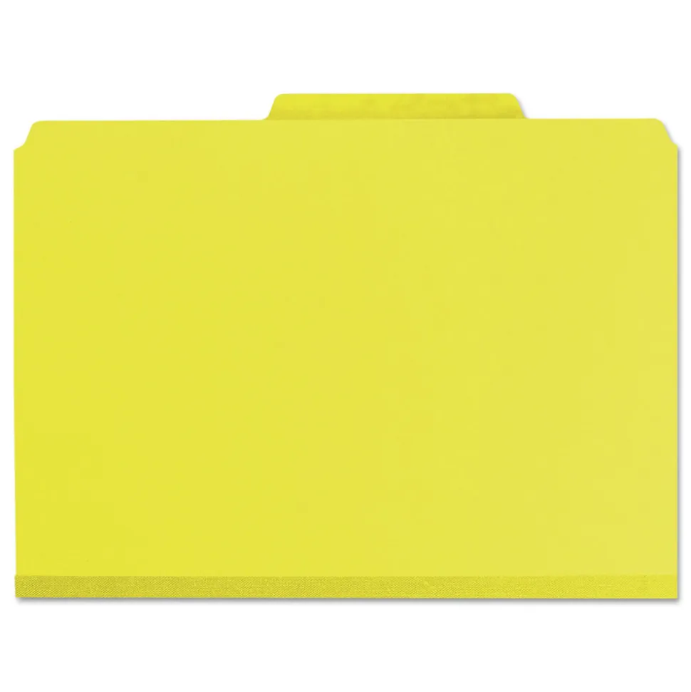 Smead 1/3-Cut Tabs Assorted Letter Size 1 in. Expansion Recycled Heavy Pressboard Folders - Yellow (25/Box)