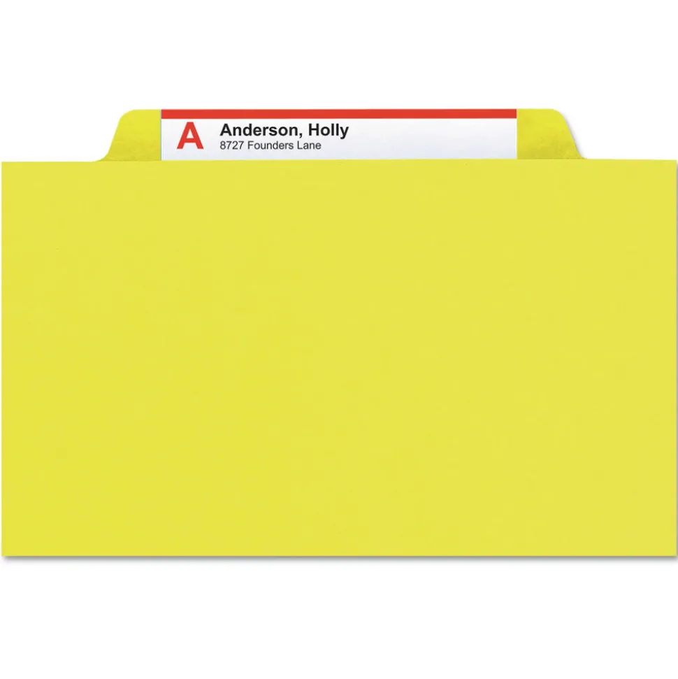 Smead 1/3-Cut Tabs Assorted Letter Size 1 in. Expansion Recycled Heavy Pressboard Folders - Yellow (25/Box)