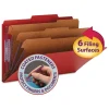 Smead Eight-Section Pressboard Top Tab Classification Folders - Bright Red/Legal Size (10/Box)