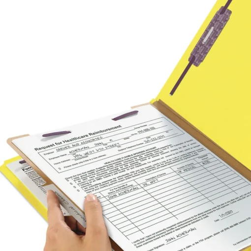 Smead Four-Section Pressboard Top Tab Classification Folders - Yellow/Legal Size (10/Box)