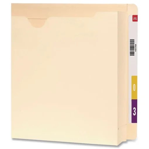 Smead Letter Size Straight Tab Heavyweight End Tab File Jacket with 2 in. Expansion - Manila (25/Box)