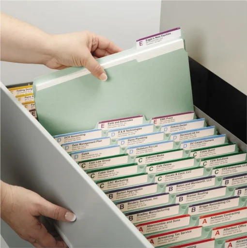 Smead Recycled Pressboard Fastener Folders with 1/3-Cut Tabs - Legal, Gray/Green (25/Box)