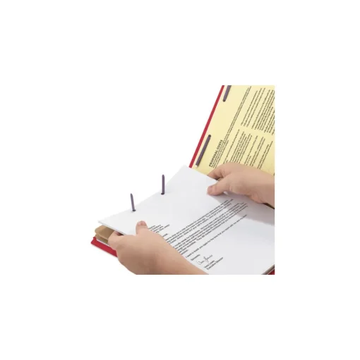 Smead 6-Section Pressboard Top Tab Classification Folders with 6 SafeSHIELD Fasteners - Letter Size/Bright Red (10/Box)