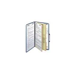 Smead Six SafeSHIELD Fasteners 2 Dividers Legal Size Six-Section Pressboard Top Tab Classification Folders - Dark Blue (10/Box)