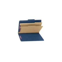 Smead Six SafeSHIELD Fasteners 2 Dividers Legal Size Six-Section Pressboard Top Tab Classification Folders - Dark Blue (10/Box)