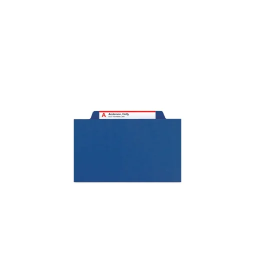 Smead Six SafeSHIELD Fasteners 2 Dividers Legal Size Six-Section Pressboard Top Tab Classification Folders - Dark Blue (10/Box)