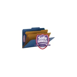 Smead Six SafeSHIELD Fasteners 2 Dividers Legal Size Six-Section Pressboard Top Tab Classification Folders - Dark Blue (10/Box)