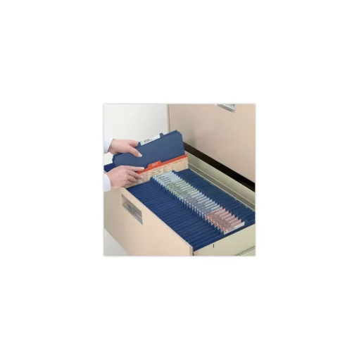 Smead Six SafeSHIELD Fasteners 2 Dividers Legal Size Six-Section Pressboard Top Tab Classification Folders - Dark Blue (10/Box)
