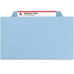 Smead Six SafeSHIELD Fasteners 2 Dividers Legal Size Six-Section Pressboard Top Tab Classification Folders - Blue (10/Box)