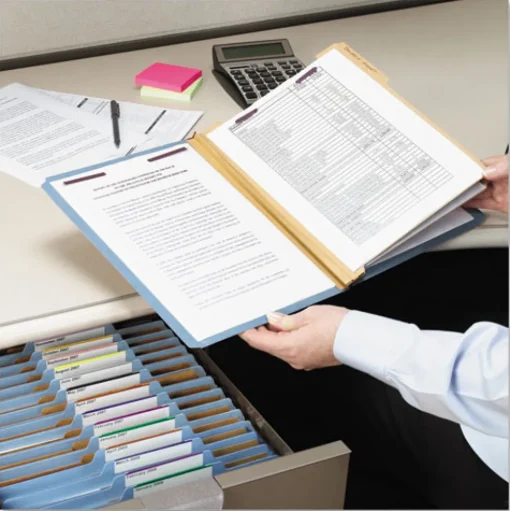 Smead Six SafeSHIELD Fasteners 2 Dividers Legal Size Six-Section Pressboard Top Tab Classification Folders - Blue (10/Box)