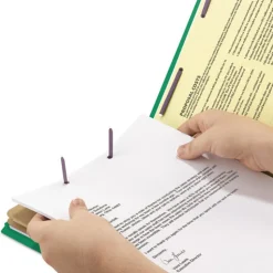 Smead Six SafeSHIELD Fasteners 2 Dividers Legal Size Six-Section Pressboard Top Tab Classification Folders - Green (10/Box)