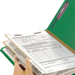 Smead Six SafeSHIELD Fasteners 2 Dividers Legal Size Six-Section Pressboard Top Tab Classification Folders - Green (10/Box)