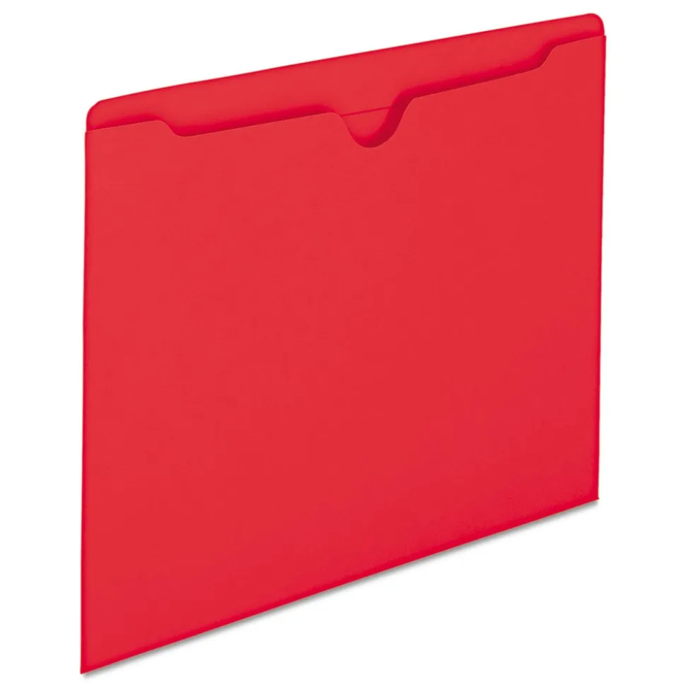 Smead Straight Tab Colored File Jackets with Reinforced Double-Ply Tab - Letter, Red (100/Box)