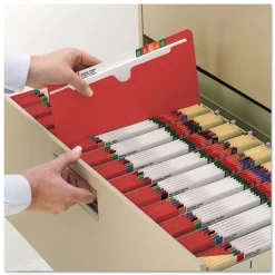 Smead Straight Tab Colored File Jackets with Reinforced Double-Ply Tab - Letter, Red (100/Box)
