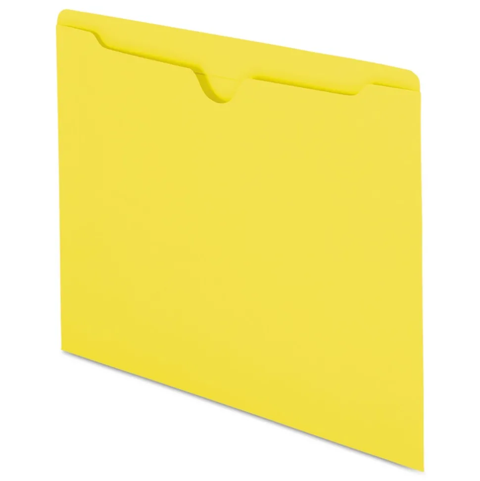 Smead Straight Tab Colored File Jackets with Reinforced Double-Ply Tab - Letter, Yellow (100/Box)