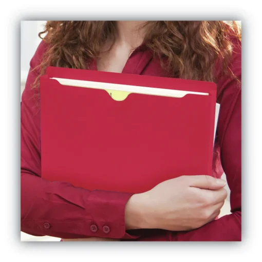 Smead Straight Tab Letter Size Colored File Jackets with Reinforced Double-Ply Tab - Red (50/Box)