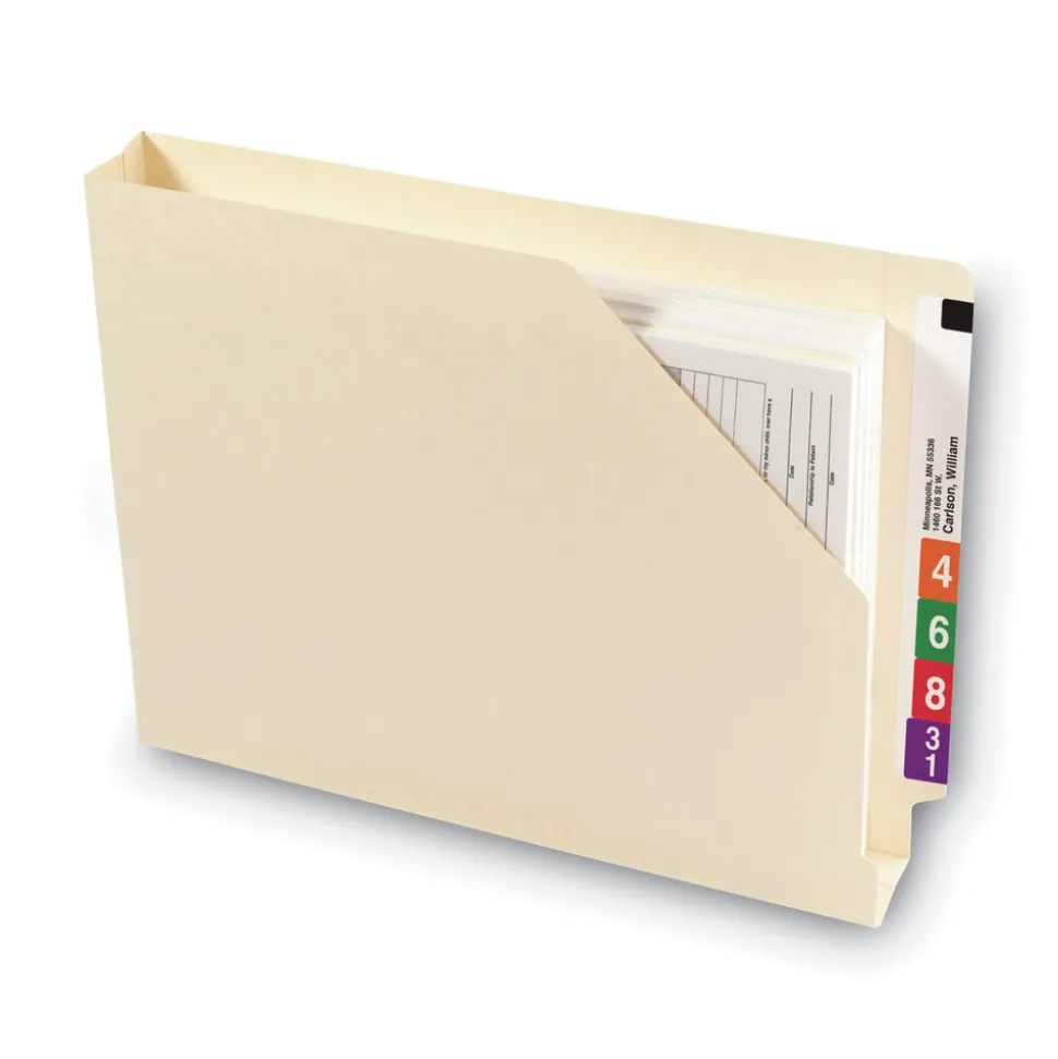 Smead Straight Tab Letter Size 14-pt End Tab Jackets with Reinforced Tabs - Manila (50/Box)