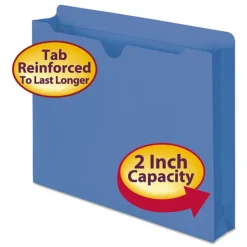 Smead Straight Tab Letter Size Colored File Jackets with Reinforced Double-Ply Tab - Blue (50/Box)