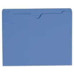 Smead Straight Tab Letter Size Colored File Jackets with Reinforced Double-Ply Tab - Blue (100/Box)