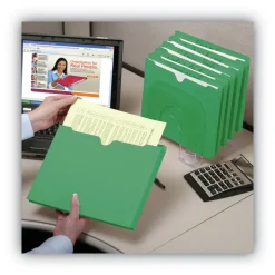 Smead Straight Tab Letter Size Colored File Jackets with Reinforced Double-Ply Tab - Green (50/Box)