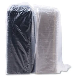 SOLO 11.5 in. x 8 in. MPS Plastic Hinged Lid Dinner Box - Black/Clear (100/Carton)