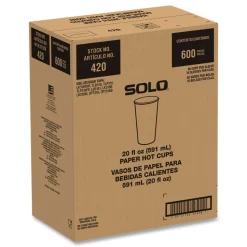 SOLO 20 oz Compostable Paper Hot Cups - White/Green (600/Carton)