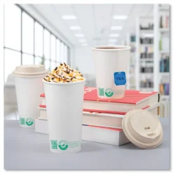 SOLO 20 oz Compostable Paper Hot Cups - White/Green (600/Carton)