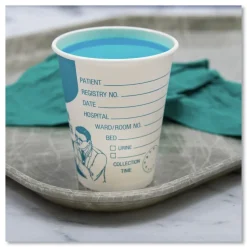 SOLO 8 oz Paper Specimen Cups - Blue/White (50/Sleeve, 20 Sleeves/Carton)