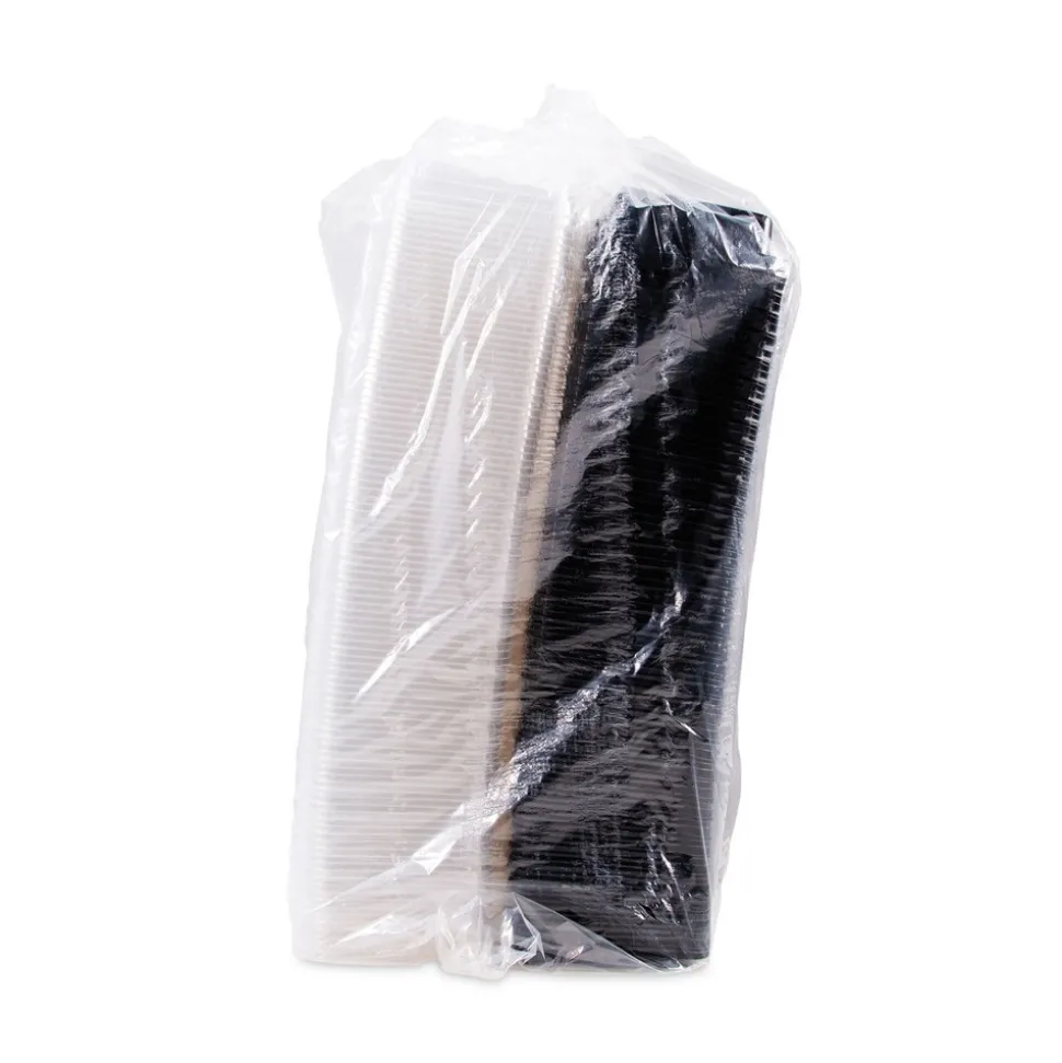SOLO Creative Carryouts Hinged Plastic Hot Deli Boxes - Medium, Black/Clear (200/Carton)